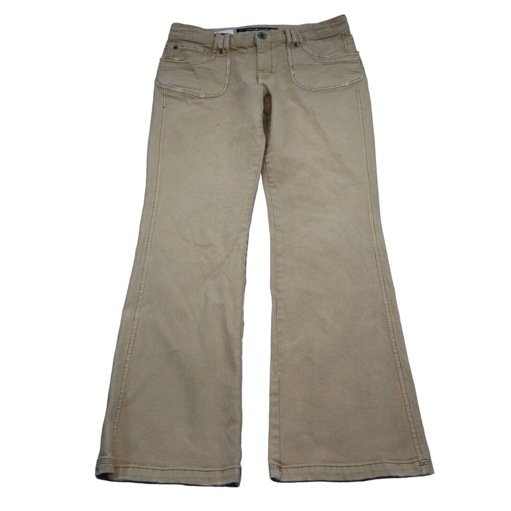 DKNY Pants Womens 32 Beige Flared Mid Rise Medium Wash Button Zip Pocket Jeans